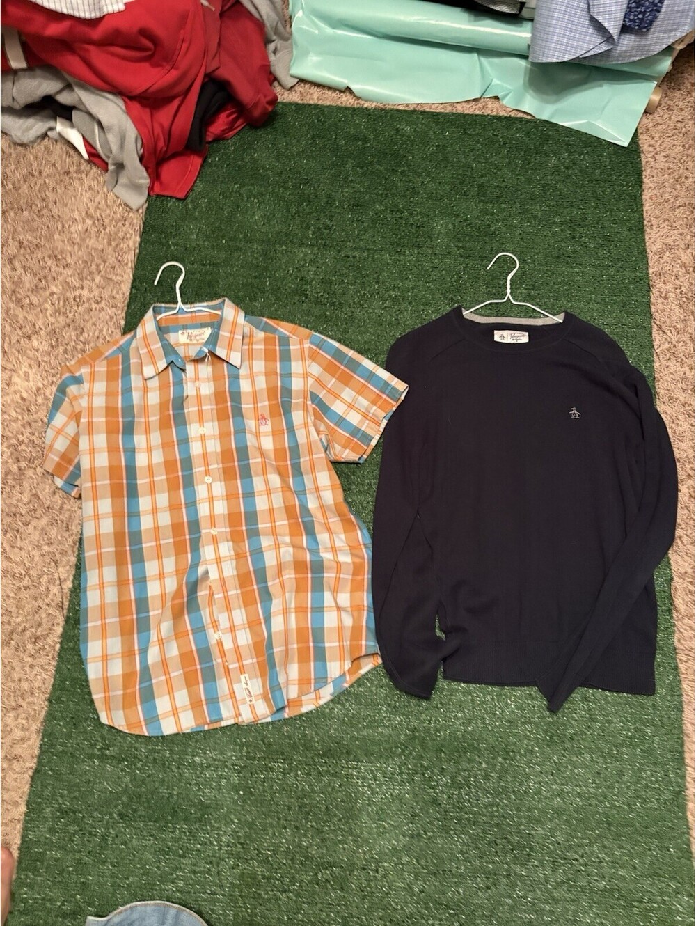 Penguin Munsingwear Clothing Lot Button Shirt Size M & Navy Blue Size S